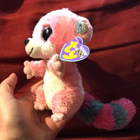 Beanie Boo Bubblegum (Lemur) 6 inch Size and mini Beanie Boo Bubblegum with tags - Picture 3 of 9